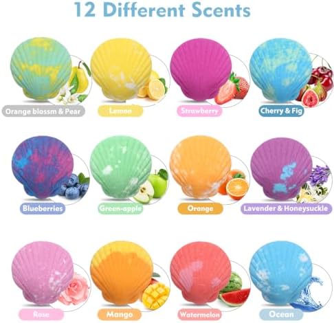 Bath Bombs for Kids with Toys Inside for Girls Boys - 12 Handmade Bubble Bath Fizzies Bomb with Surprise Sea Animals Toys, Moisturize Gentle and Kids Safe