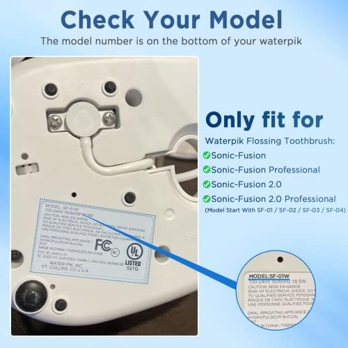 Replacement Toothbrush Heads for All Waterpik Sonic Fusion Models (SF-01, SF-02, SF-03, and SF-04 Series), Compact, with Covers, 5 Count, White