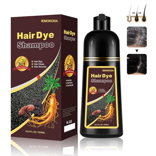 Fvquhvo Instant Black Hair Shampoo, Hair Color Shampoo for Gray Hair, Black Hair Dye Shampoo 3 in 1, Shampoo Hair Dye & Champu Para Canas, Colors in Minutes, Easy to Use, 16.90 Fl Oz