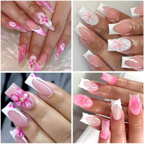 Solid Builder Gel for Nails,4 Colors Non-Sticky 3D Nail Sculpting Gel for Nail Art Flower Carving Modeling Design Hard Gels Nail Extension Glue with 3D Silicone Mold for Manicure Salon or Home DIY