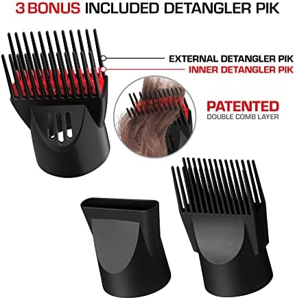 RED by KISS 2000 Ceramic Hair Dryer, Professional Salon Blow Dryer 3 Attachments Included, 2 Detangler Piks, 1 Air Concentrator (Yellow)