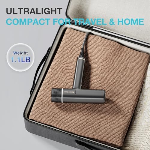 Diffuser Hair Dryer, Professional High Speed Portable Ionic Hair Blow Dryer with Diffuser for Women & Men, 3 Temps/2 Speeds, 6.56 Ft Cord, Best for Straight & Wavy Hair, for Home Travel, Black