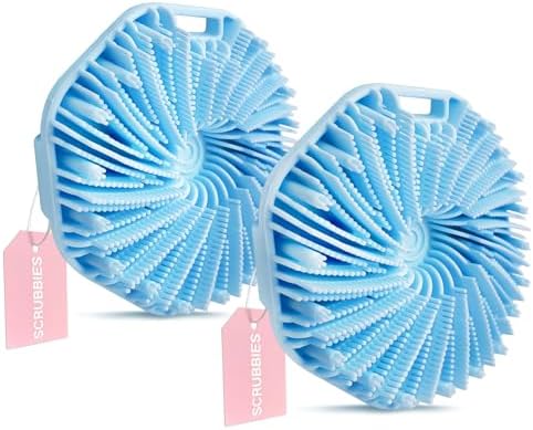 SCRUBBIES™ for Body,Food-Grade Soft Silicone, Body Scrubber Shower Brush Handheld Men and Women,Fit Sensitive Skin ，Gentle Exfoliating.2-Pack（Blue Standard Size）