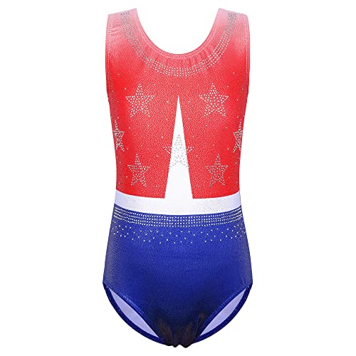 BAOHULU Gymnastics Leotards for Toddler Girls Shiny Dance Outfit Athletic Apparel B296_RedBlue_6A