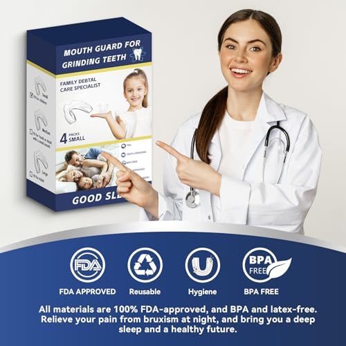 4 Pack Kids Mouth Guards for Teeth Grinding, Small Size, Comfortable Night Guard for Kids, Professional Mouth Guards, Effective for Clenching Teeth