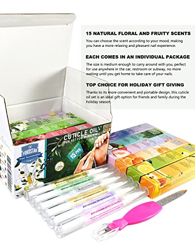 Nail & Cuticle Oil Pen 15Pcs Kit Manicure Essentials Strengthening with Different Naturale Scents Salone SPA Hydrating Repair Treatment Supplies