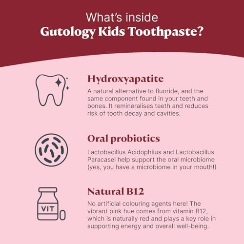Kids Natural Probiotic Hydroxyapatite Toothpaste Fluoride Free Toothpaste Remineralising Enamel Repair Suitable for Children 2+ Helps Sensitive Teeth - Wild Strawberry Flavour 2.5 oz