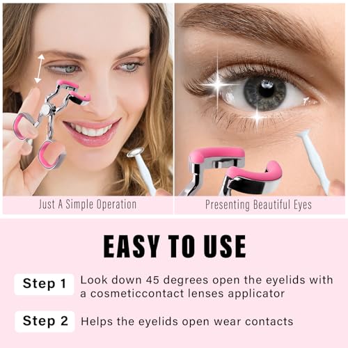Contact Lens Applicator Tool, Eye Opener for Contacts for Easy Insertion and Removal, with Contact Lens Case, Sucker+Tweezer with Soft Tip