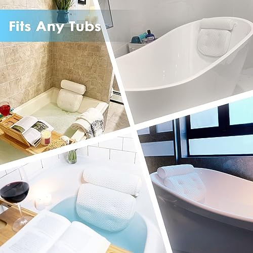 AEROiVi Luxury Bath Pillows for Tub，Bath Pillow Bathtub Pillows for Head and Neck Support Bath Cushion Made from Soft Spacer Mesh Material with Suction Cups