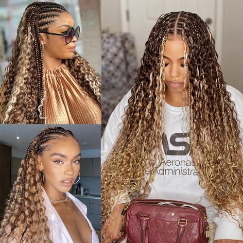 4/27 Honey Blonde Human Braiding Hair Deep Wave Bulk,Highlight No Weft Curly Hair Extensions for Boho Braids Wet and Wavy Braiding Human Hair Bundles(18inch,4/27,100g)