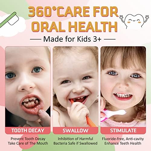 Foam Toothpaste for Kids, U Shape Toothbrush Compatible, Travel Friendly, Deeply Cleaning Gums, Oral Care, 2PCS x 60ml (Strawberry & Orange)