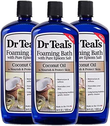 Dr. Teal's Coconut Oil Foaming Bath Gift Set (3 Pack, 34oz Ea.) - Nourish & Protect Coconut Oil Blended with Pure Epsom Salt Calms The Mind & Provides Relief from Daily Aches & Pains