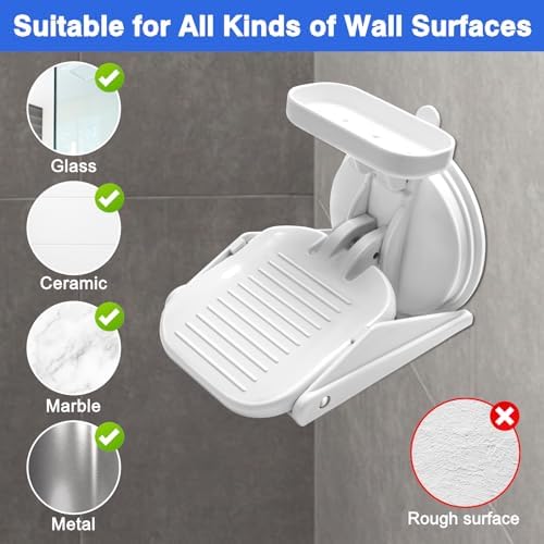 Shower Foot Rest, Pletpet Shower Ledge for Shaving Legs Withe Foldable Shower Step Pedal with Upgrade Industrial Suction Cup White Suction Cup Foot Rest for Shower Spa