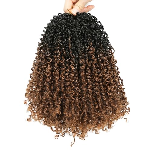 Aksice 8 Inch Yanky Twist Crochet Hair for Black Women 8 Packs Pre-looped Yankee Twist Hair Brown Spring Mini Passion Twist with Curly Ends Synthetic Crochet Braids (8 Inch, OT30#)