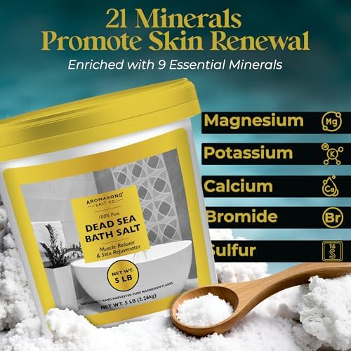 Aromasong Dead Sea Salts for Soaking - 5 Lb. Fine Grain Bath Salt Soak in Bucket