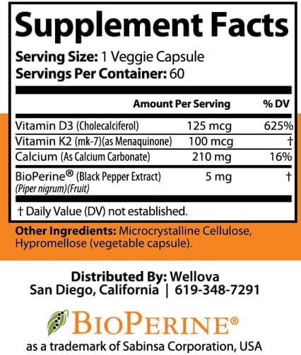 Women's D3 + K2 | Promotes Energy & Mood Support | Supports Bone & Heart Health | Provides Immune Support | Superior Pure Organic Absorption | 60 Capsules