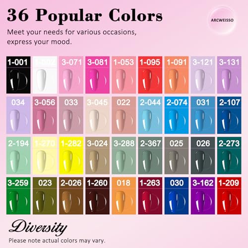Gel Nail Polish Kit with UV Light, ARCWEISSO 66 Pcs Gel Nail Polish Set with Base and Matte&Glossy Top Coat Soak Off All Season Nail Set Manicure Tools Nail Art