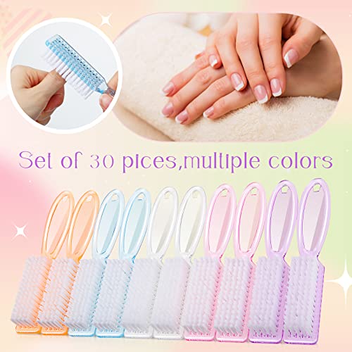 Patelai 30 Pcs Nail Scrubber Brushes Bulk Handle Grip Manicure Brushes for Cleaning Fingernails Pedicure Cleaning Brush for Toes and Fingernail Cleaning(Clear Colors)