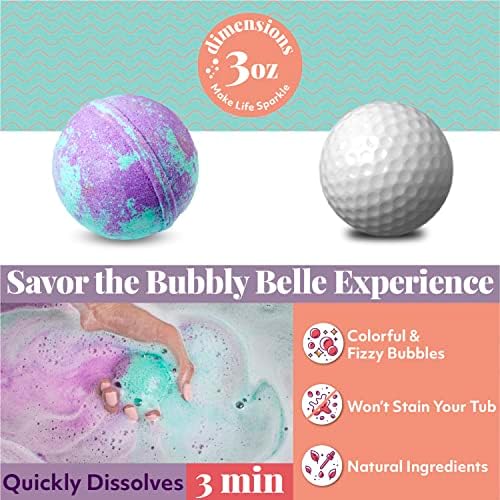 Bath Bombs XL Gift Set, 12 USA Made Extra Large Handmade Aromatherapy Fizzies with Epsom Salt and Kaolin Clay, Vegan for Women, Men, Kids