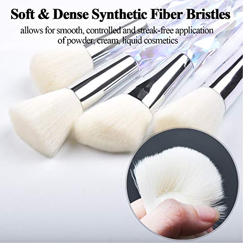 Kingtree Makeup Brush Set 10PCS Crystal Makeup Brushes, Premium Synthetic Foundation Powder Concealers Eye Shadows Blush Make Up Brushes, Professional Face Eye Makeup Brush Kit for Girls Women