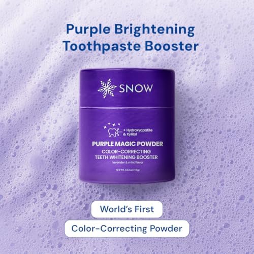 SNOW Purple Magic Powder - Purple Teeth Whitening Powder, Color Correcting with Hydroxyapatite, Stain Removal, Color Corrector, and Toothpaste Booster - 18g