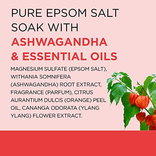 Dr Teal's Pure Epsom Salt, Ashwagandha & Essential Oils, 3 lbs (Pack of 4)