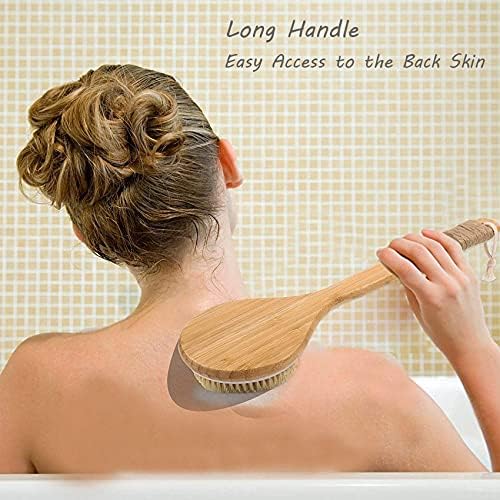 Dry Brushing Body Brush Sets Wooden Handle Combined with Medium Strength Natural Bristles Gentle Exfoliator Remove Cellulite Lymphatic Drainage Makes The Skin of The Entire Body Softer