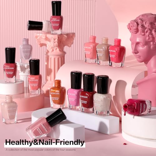 Morovan Fingernail Nail Polish Set: Hot Pink Nail Polish Kit Air Quick Dry Regular Finger Nail Polish Pack for Women Gift Holiday