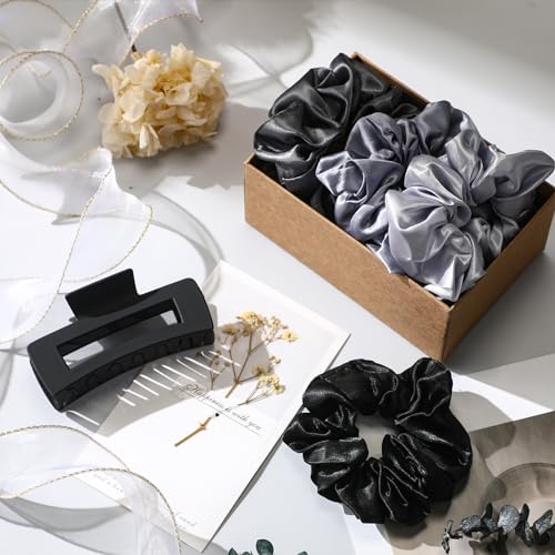 Sawysine 12 Pcs Gift Basket for Women Hair Care Spa Accessories Set Preppy Women's Birthday Mother's Day Gift Stuff(Black)