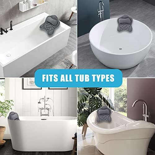 Bath Pillow, Tub Pillow for Bathtub with Strong Non-Slip Suction Cups and Comfortabl 3D AirMesh Bath Pillow for Women &Man