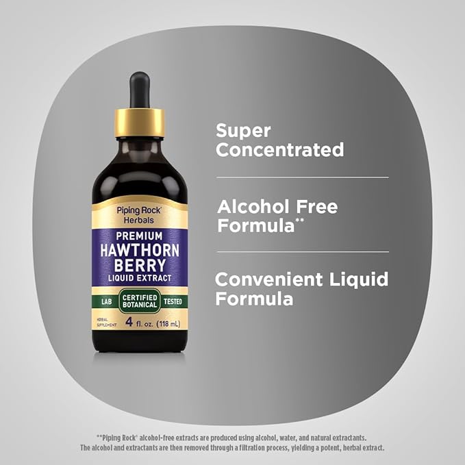 Piping Rock Hawthorn Berry Extract Liquid | 4 fl oz | Herb Tincture Drops | Premium Vegetarian Supplement | Non GMO, Gluten Free