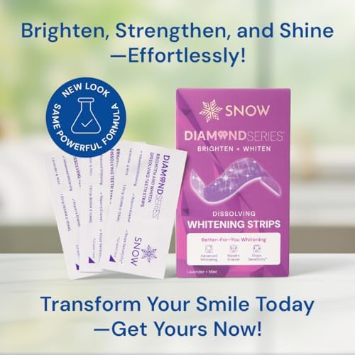 Snow Diamond Series Purple Whitening Strips - Dissolving Teeth Whitening Strips for Sensitive Teeth, Instant Brightening with Hydroxyapatite, Color-Correcting Purple Formula, 42 Count