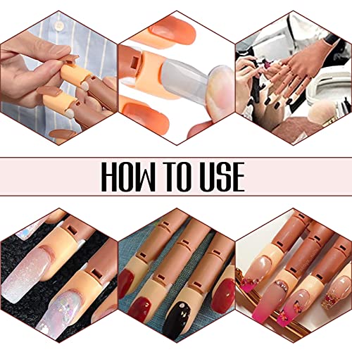 Practice Hand for Acrylic Nails, Flexible Nail Practice Hands Training Kits, Fake Mannequin Hands for Nails Practice, Movable Nail Mannequin Hand with 100PCS Nail Tips