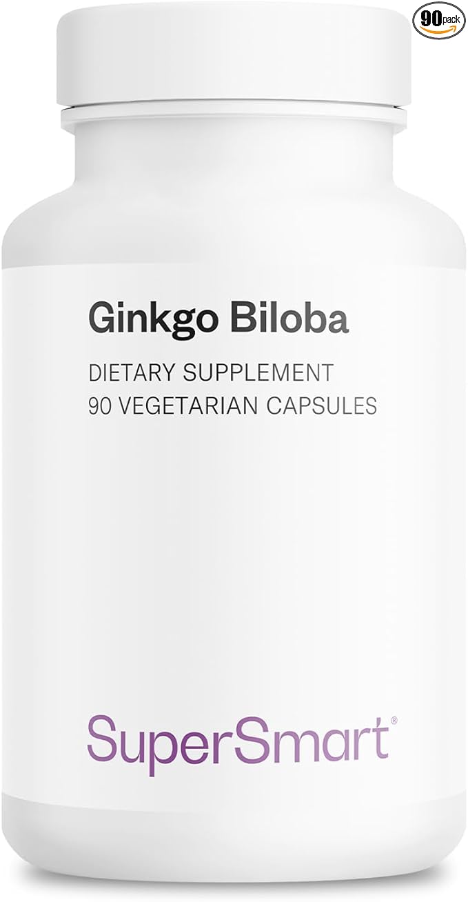 Supersmart - Ginkgo Biloba 180 mg Per Serving - Extract Standardized to 24% Ginkgo Flavonglycosides - May Improve Peak Performance & Healthy Blood Flow | Non-GMO & Gluten Free - 90 Vegetarian Capsules