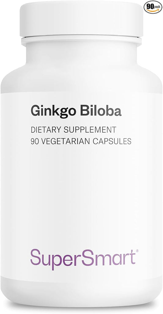 Supersmart - Ginkgo Biloba 180 mg Per Serving - Extract Standardized to 24% Ginkgo Flavonglycosides - May Improve Peak Performance & Healthy Blood Flow | Non-GMO & Gluten Free - 90 Vegetarian Capsules