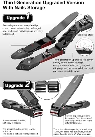 Nail Clippers with Catcher – No Splash Nail Cutters Fingernail and toenail Clippers for Thick Nail， Stainless Steel Fingernail Cutter for Men Women，Custom Flannelette Bag Storage