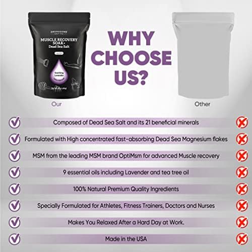 Aromasong Muscle Recovery Bath Soak for Muscle | Sore Muscle Soak with Dead Sea Salt, OptiMSM, Magnesium Flakes & Essential Oils | 3 Lb. - Made in USA.
