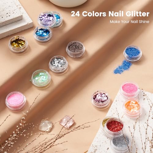 Acrylic Nail Kit with Everything: Practice Nail Hand U V Lamp Acrylic Nail Liquid Set with Drill Starter Nail Set Gifts for Beginners Home Salon