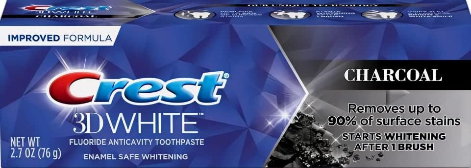 Crest 3D White Charcoal Teeth Whitening Toothpaste, Enamel Safe - 2.7 oz (76g) - Pack of 2