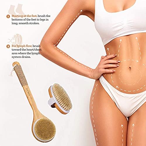 Dry Brushing Body Brush Sets Wooden Handle Combined with Medium Strength Natural Bristles Gentle Exfoliator Remove Cellulite Lymphatic Drainage Makes The Skin of The Entire Body Softer