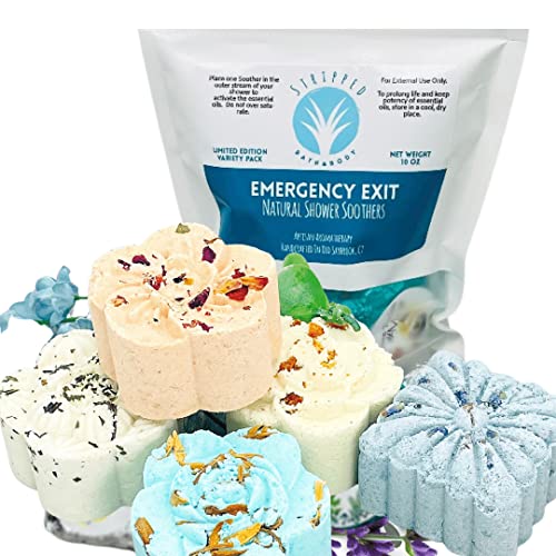 Variety Shower Bomb Collection (5pk) – Essential Oil Aromatherapy Shower Tablets for Stress, Relaxation, Mood Lift, Energy and Open Airways | Secret Santa Christmas Gift Idea (No Bomb Bag)