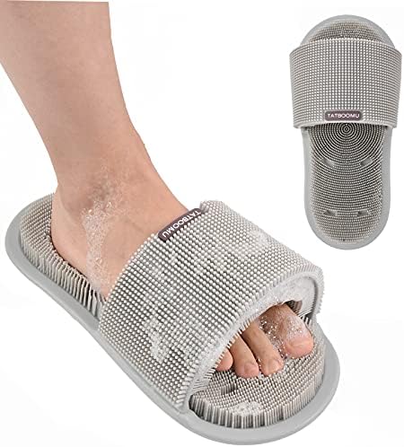 Shower Foot Scrubber,Soft Silicone Bristles with Non-Slip Suction Cups - Cleans,Smooths,Exfoliates & Massages Your Feet Without Bending,Improve Circulation & Soothes Tired Feet (1PCS Gray)