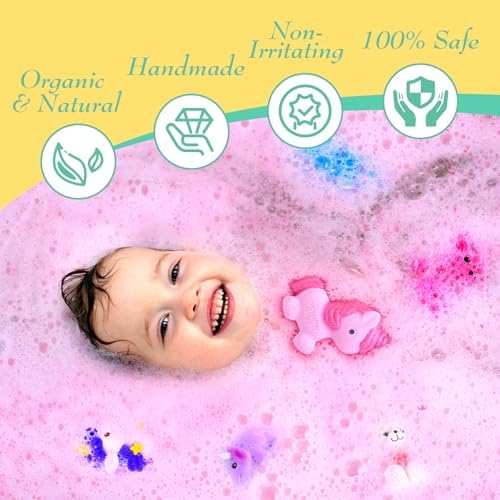 Bath Bombs for Kids, Organic Bubble Bath Kids Bath Bombs for Girls & Boys, Valentine Easter Christmas Basket Stuffers, Teen Girl Gifts Trendy Stuff, Party Favors