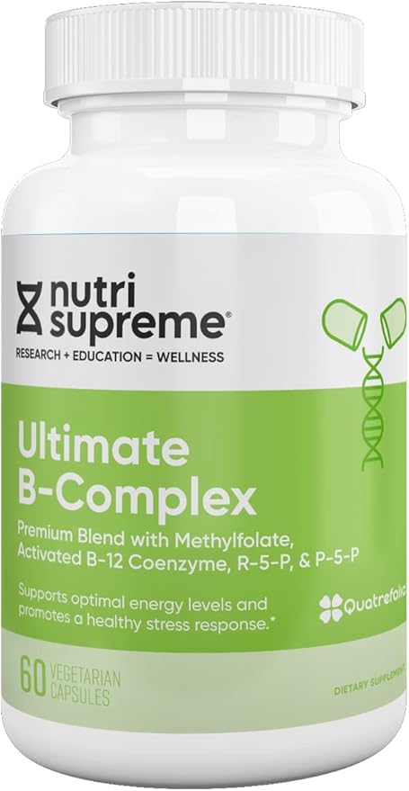 Nutri Supreme Ultimate B Complex, Highly Absrobable Essential B Vitamins with Methylfolate to Support Nervous System Function, 60 Capsules