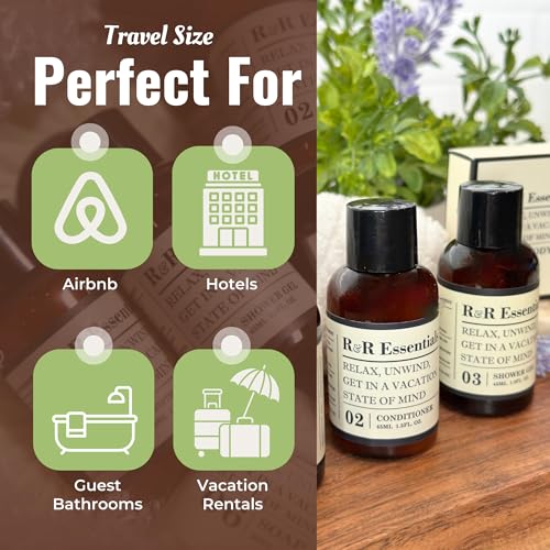 R&R Essentials Hotel Soaps and Toiletries Bundle, Vacation Home Amenities Kit - 1.5oz Shampoo, Conditioner, Shower Gel, Lotion And 2 Bar Soaps - Travel Size (120 pc)