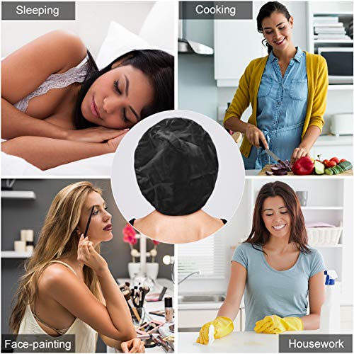 Silk Bonnets for Women,Double Layer Extra Large Satin Sleeping Cap with Elastic,Satin Bonnet for Curly Hair,Satin Cap for Natural Hair, Women Girl(Black)