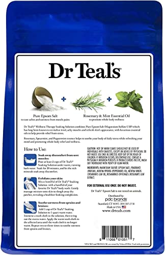 Dr. Teal's Pure Epsom Salt Soaking Solution Gift Set (3 Pack, 3lbs ea.) - Soothe & Sleep Lavender, Relax & Relief Eucalyptus with Spearmint, Wellness Therapy with Rosemary & Mint