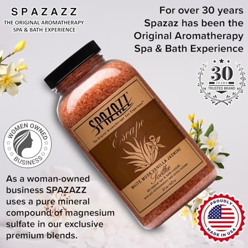 Spazazz SPZ-110 Escape Aromatherapy Crystals Container, 22-Ounce, White Musk Jasmine Vanilla Soothe