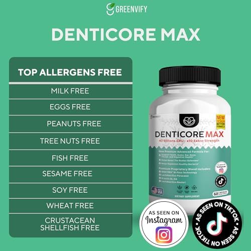 DentiCore Max for Gums and Teeth Health - 40 Billion CFU Advanced Oral Probiotics, Fresh Breath Support - 300 Capsules
