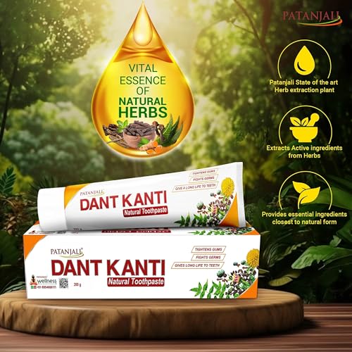 Patanjali Dant Kanti Natural Toothpaste 200g / 6.76 fl oz - (Pack of 5)